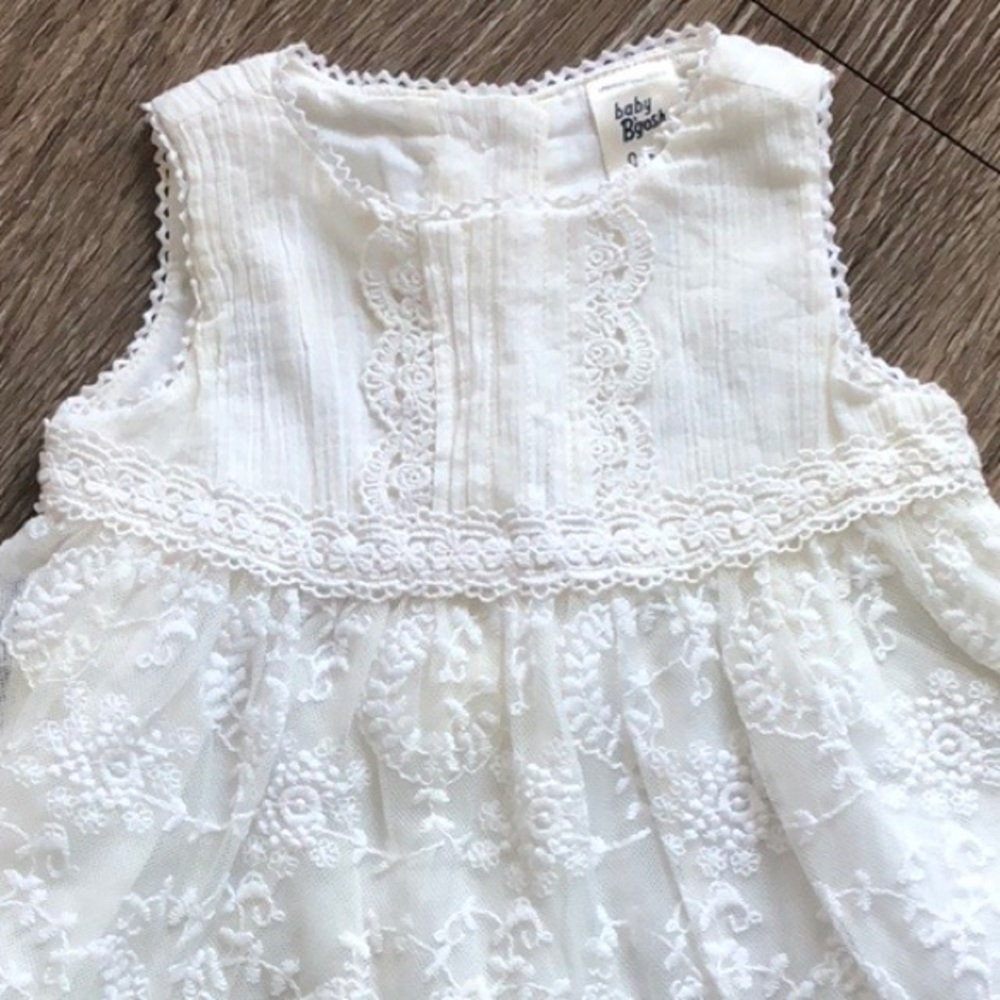 Baby B'Gosh White Lace Layered Sheer Dress
